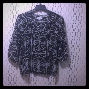 Black and White 3/4 Length Sleeve Blouse